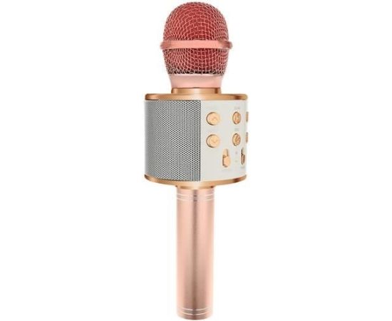 Goodbuy karaoke mikrofons ar iebūvētu Bluetooth skaļruni | 3W | aux | balss modulators | USB | Micro SD gaiši rozā