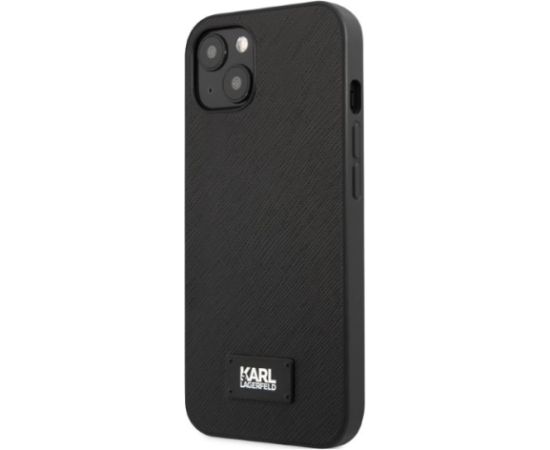 Karl Lagerfeld Saffiano Plaque Case for iPhone 13 Black
