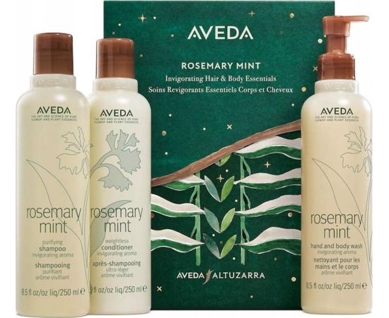 AVEDA_SET Rosemary Mint Shampoo szampon do włosów 250ml + Rosemary Mint Weightless Conditioner odżywka do włosów 250ml +  Rosemary Mint Hand and Body Wash płyn do mycia ciała i rąk 250ml