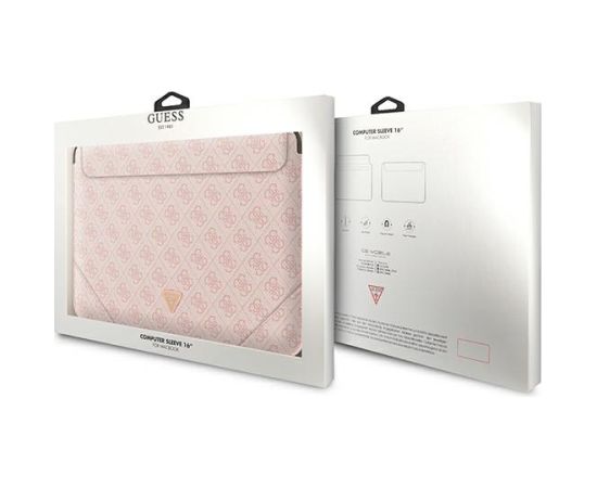 Oriģinālais GUESS klēpjdatora maciņš 4G Uptown Triangle Logo GUCS16P4TP 16 collas rozā krāsā Somas portatīvajiem datoriem