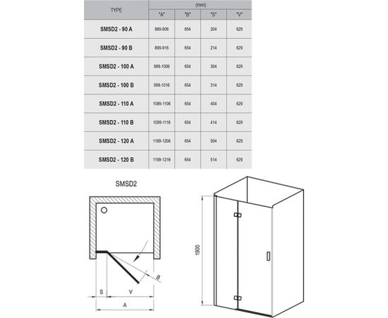 Ravak SMSD2-110 A-R chrom+glass Transparent veramās dušas durvis