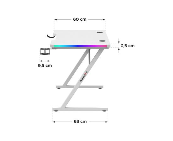 Biurko gamingowe Huzaro Hero 2.5 White RGB