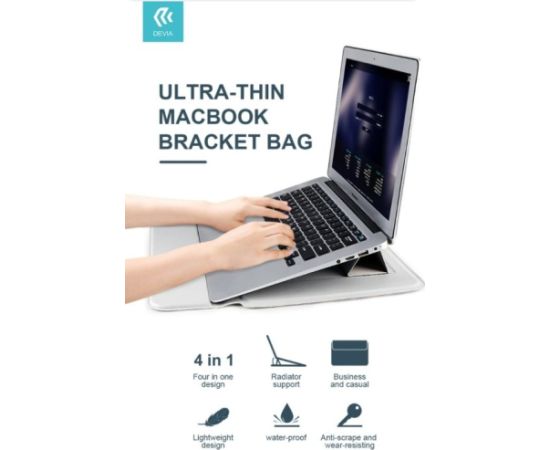 Devia Ultra-Thin MacBook Leather Klēpjdatora maciņš ar statīva funkciju 13.3"- 16"