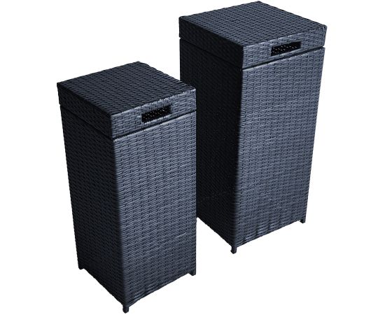 Trash box WICKER 36x36xH80cm, black