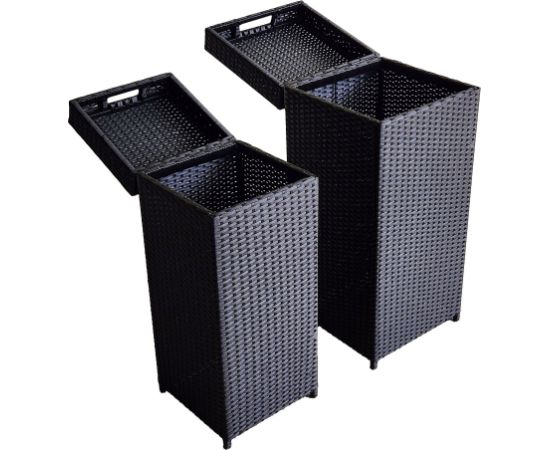 Trash box WICKER 36x36xH80cm, black