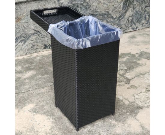 Trash box WICKER 36x36xH80cm, black