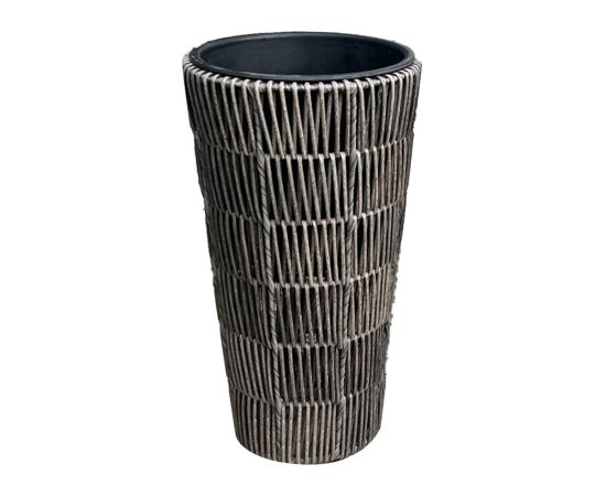 Кашпо WICKER 28х28xH60cм, пластиковое плетение, цвет: тёмно-коричневый