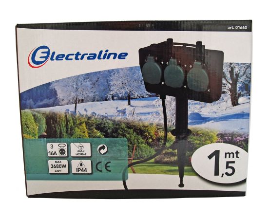 Electraline 01663 Dārza Pagarinātājs 3P 1.5m Strāvas pagarinātāji