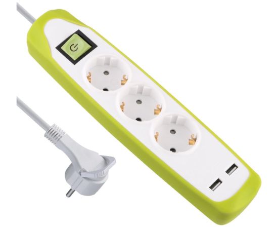 Electraline 62155 Удлинитель 3P 2xUSB  2m Strāvas pagarinātāji