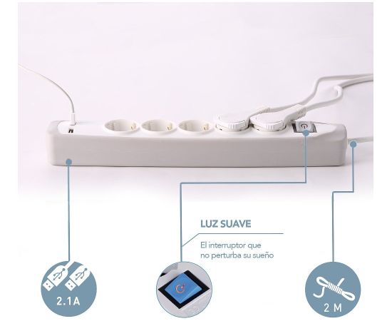 Electraline 62153 Pagarinātājs 3 Ligzdas+2USB 2.0M Strāvas pagarinātāji