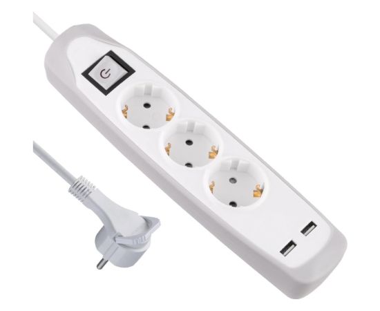 Electraline 62153 Pagarinātājs 3 Ligzdas+2USB 2.0M Strāvas pagarinātāji