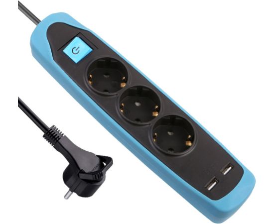 Electraline 62151 Удлинитель 3P / 2xUSB / 2m Strāvas pagarinātāji