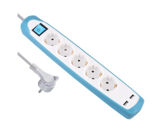 Electraline 62160 Pagarinātājs 5 Ligzdas 2xUSB 2m Strāvas pagarinātāji