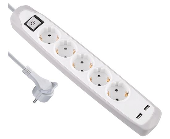 Electraline 62159 Удлинитель 5P 2xUSB 2m