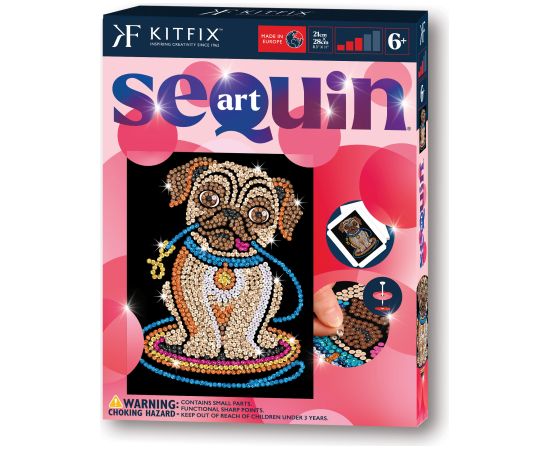 KITFIX Amatniecības komplekts Sequin Art Red spīdumiņu māksla, Mopsīte Lilija