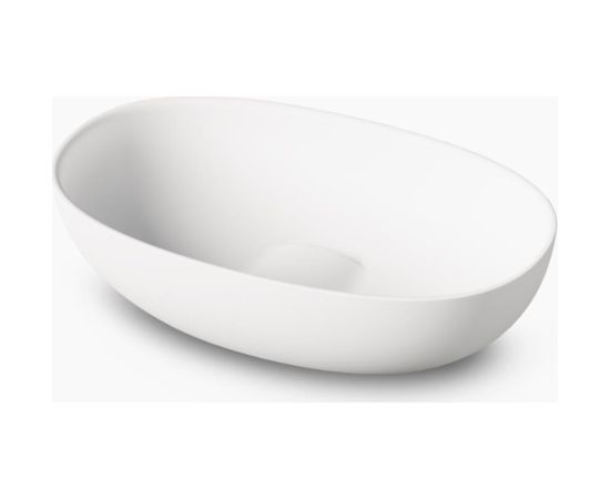 PAA izlietne Bella, 650x390 mm, h=160 mm, ar izplūdi, balta silkstone