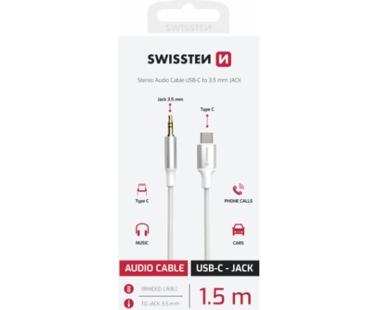 Swissten Audio Adapter Textile USB-C - 3.5mm Vads 1.5m