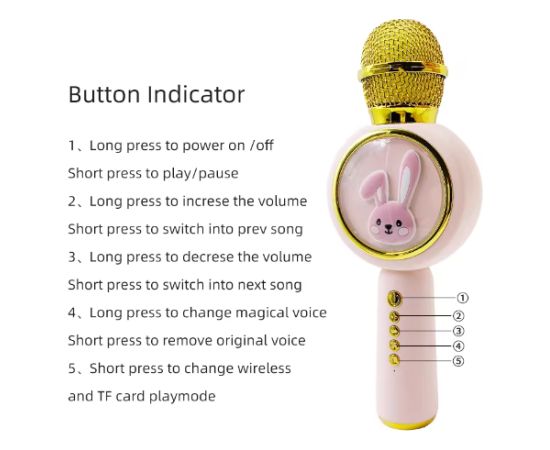 RoGer X6 Baby Rabbit Детский Караоке Микрофон Bluetooth / SD card