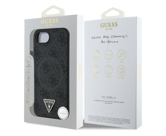 Guess PU 4G Strass Triangle Metal Logo Case Aizsargapvalks priekš Apple iPhone 16e