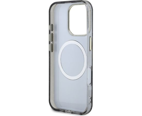 Guess IML Glitter Magnolia and Triangle Logo MagSafe Case Aizsargapvalks priekš Apple iPhone 16 Pro Max