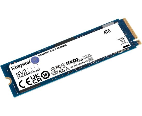 SSD|KINGSTON|NV2|4TB|M.2|PCIE|NVMe|Write speed 2800 MBytes/sec|Read speed 3500 MBytes/sec|2.2mm|TBW 1280 TB|MTBF 1500000 hours|SNV2S/4000G SSD Cietie Diski (Solid state drive)