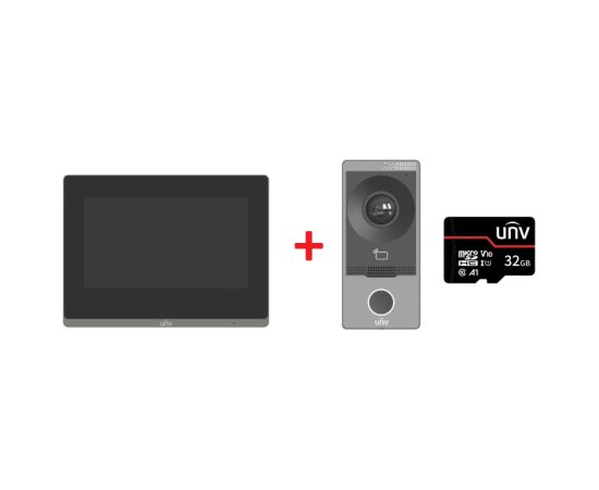 Uniview KIT/201S/372S ~ UNV IP domofona komplekts + 32GB karte + 2 barošanas bloki