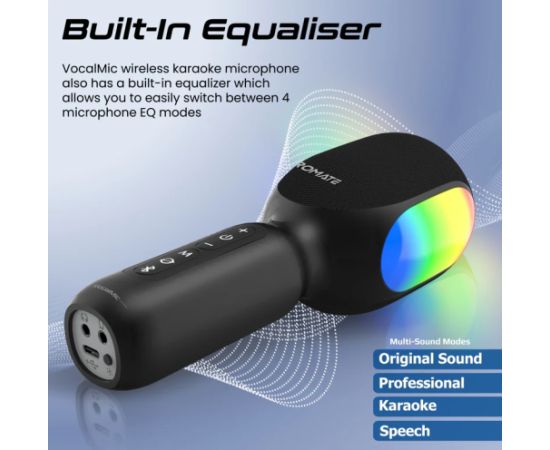 Promate VocalMic 5-in-1 RGB Bezvadu karaoke mikrofons un skaļrunis