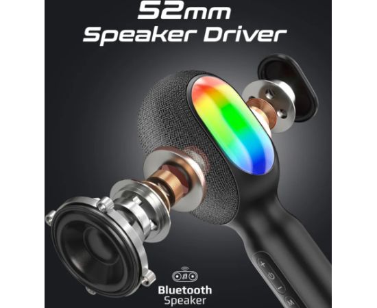 Promate VocalMic 5-in-1 RGB Bezvadu karaoke mikrofons un skaļrunis