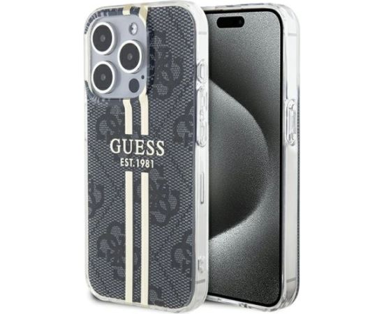 Guess IML 4G Gold Stripe case for iPhone 15 Pro Max - black