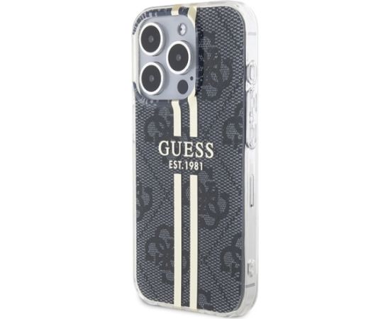 Guess IML 4G Gold Stripe case for iPhone 15 Pro Max - black