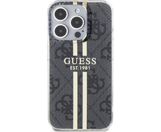 Guess IML 4G Gold Stripe case for iPhone 15 Pro Max - black