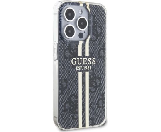 Guess IML 4G Gold Stripe case for iPhone 15 Pro Max - black