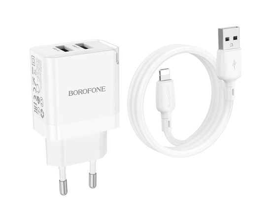 Сетевая зарядка Borofone BN15 10.5W 2xUSB-A + USB-A to Lightning cable 1.0m белая