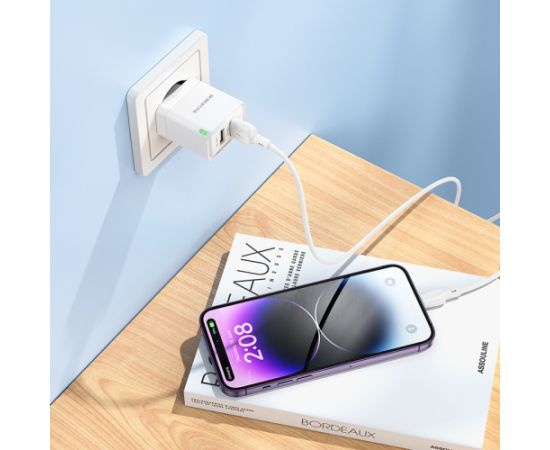 Сетевая зарядка Borofone BN15 10.5W 2xUSB-A + USB-A to Lightning cable 1.0m белая