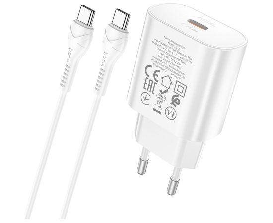 Charger Hoco N22 25W USB-C + USB-C to USB-C cable 1.0m white