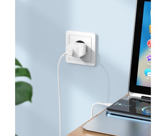 Сетевая зарядка Hoco N26 18W USB-A + USB-A to USB-C cable 1.0m белая