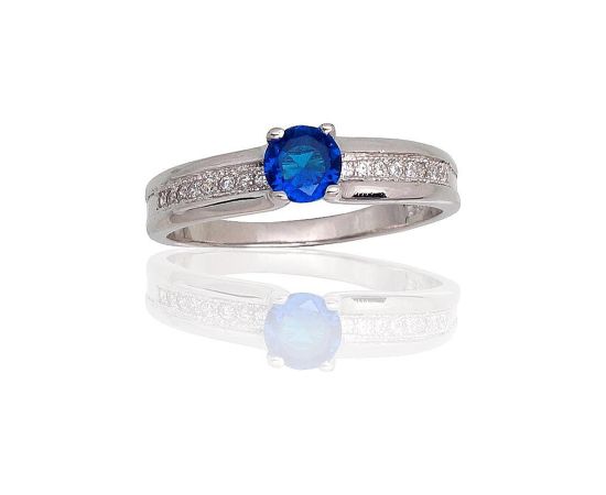 Серебряное кольцо #2101550(PRh-Gr)_CZ+CZ-B, Серебро 925°, родий (покрытие), Цирконы, Размер: 18.5, 2.5 гр.