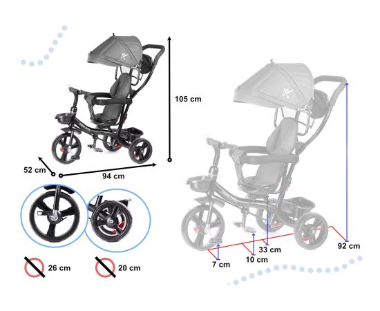 Trike Fix Lite 2in1 Коляскa и трехколесные велосипед Cерый