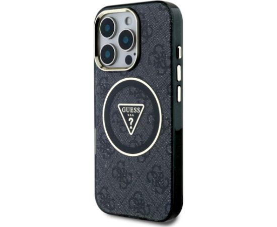 Guess IML 4G Glitter and Triangle Logo MagSafe Aizsargapvalks priekš Apple iPhone 16 Pro