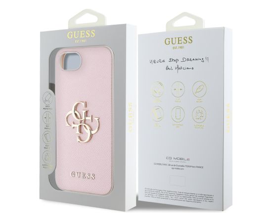 Guess PU Grained 4G Metal Logo Case Aizsargapvalks priekš Apple iPhone 16e