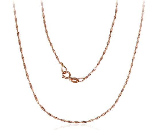 Zelta ķēdīte Singapūra 1 mm, dimantu apstrādājums #1400030(Au-R), Sarkanais Zelts 585°, garums: 42 cm, 0.8 gr.