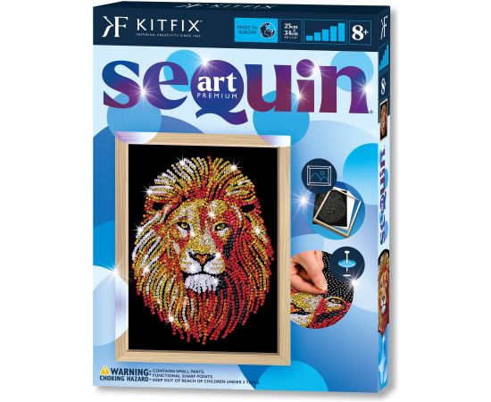 KITFIX Amatniecības komplekts Sequin Art Blue Premium spīdumiņu māksla, Lauva