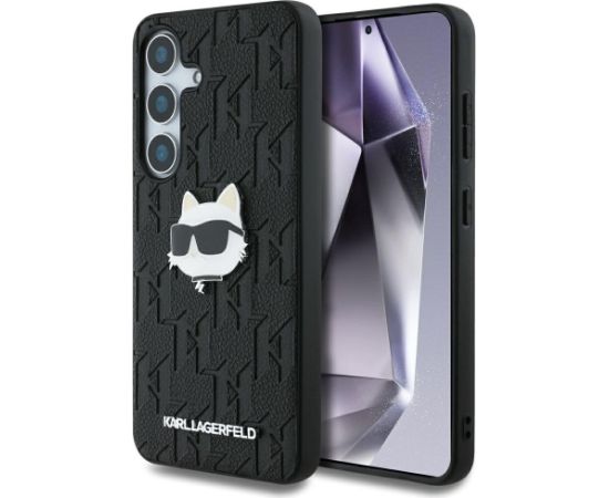 Karl Lagerfeld Leather Monogram Pin Logo Choupette Head Чехол для Samsung Galaxy S25