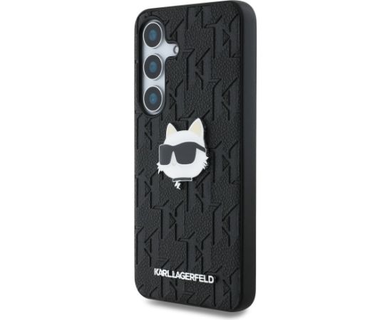 Karl Lagerfeld Leather Monogram Pin Logo Choupette Head Чехол для Samsung Galaxy S25