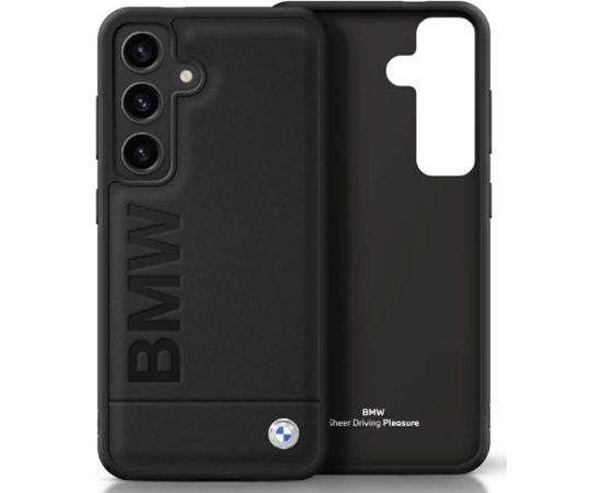 BMW Leather Big Wordmark Aizsargapvalks Priekš Samsung Galaxy S25 Ultra Plus