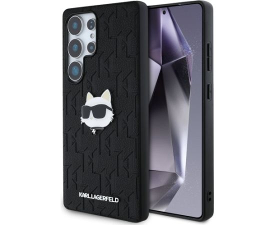 Karl Lagerfeld Leather Monogram Pin Logo Choupette Head Aizsargapvalks Priekš Samsung Galaxy S25 Ultra