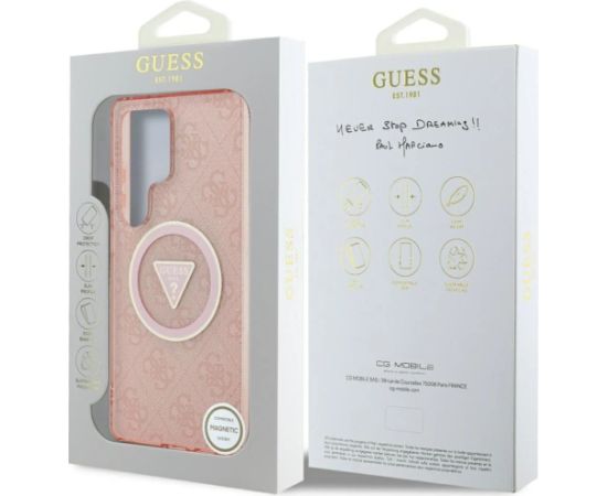 Guess 4G Glitter Triangle Buttons MagSafe Чехол для Samsung Galaxy S25 Ultra