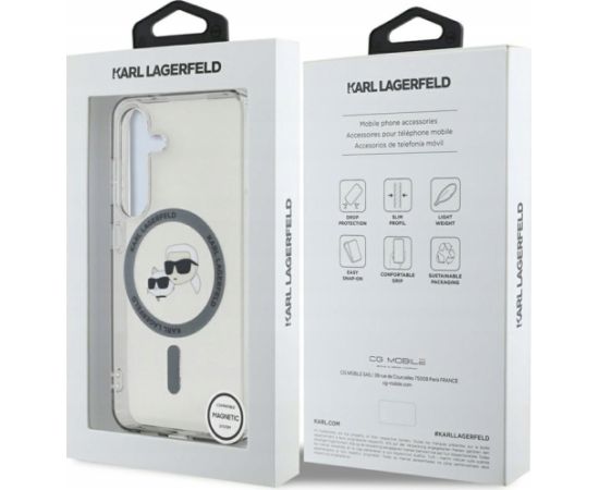 Karl Lagerfeld Button Karl & Choupette Heads Printed Logo MagSafe Чехол для Samsung Galaxy S25