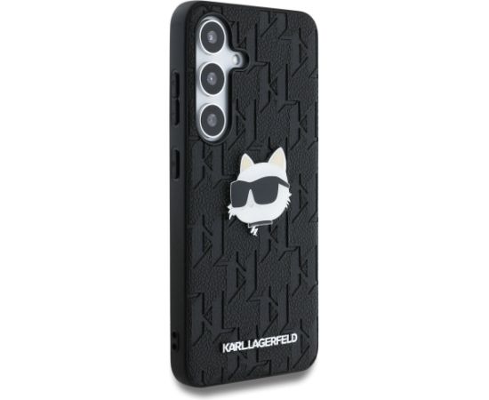 Karl Lagerfeld Leather Monogram Pin Logo Choupette Head Aizsargapvalks Priekš Samsung Galaxy S25 Plus
