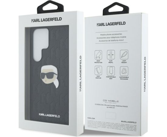 Karl Lagerfeld Leather Monogram Pin Logo Karl Head Чехол для Samsung Galaxy S25 Ultra